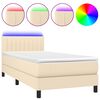 vidaXL &Kappa;&rho;&epsilon;&beta;ά&tau;&iota; Boxspring &mu;&epsilon; &Sigma;&tau;&rho;ώ&mu;&alpha; & LED &Kappa;&rho;&epsilon;&mu; 90x190 &epsilon;&kappa;. &Upsilon;&phi;&alpha;&sigma;&mu;ά&tau;&iota;&nu;&omicron;