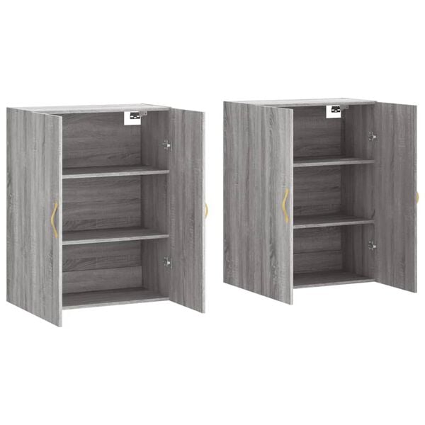 vidaXL Ντουλάπια Τοίχου 2 τεμ. Γκρι Sonoma 69,5 x 34 x 90 εκ.