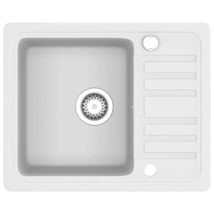 vidaXL Νεροχύτης με Μονή Γούρνα Λευκός Γρανιτένιος