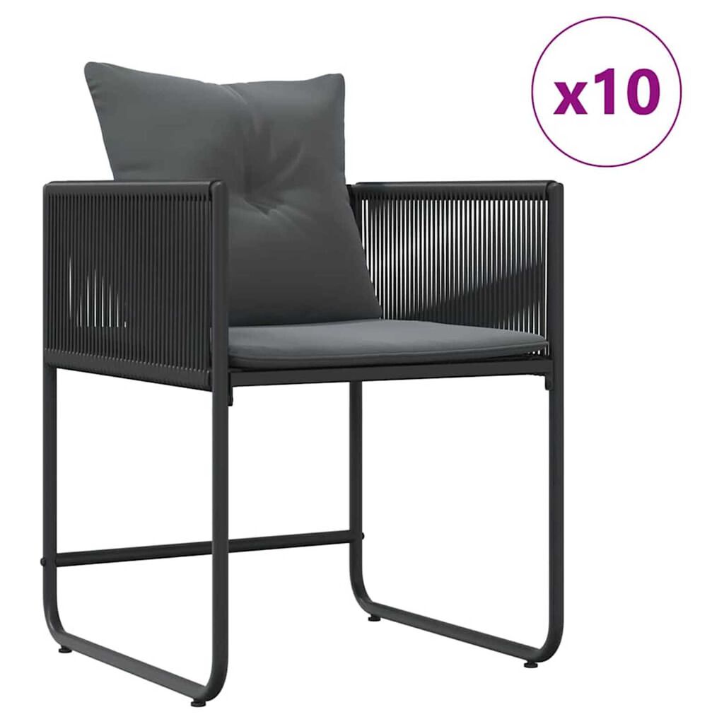 vidaXL Σέτ φαγητού για κήπο 11 pcs Μαύρο Ατσάλι