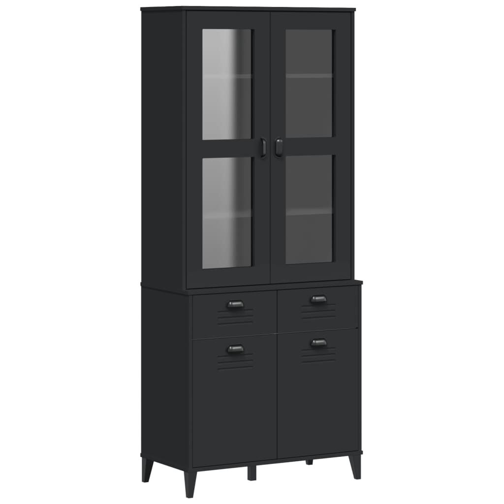 vidaXL Ντουλάπι Ψηλό VIKEN Μαύρος 80x40x190 εκ. από Μασίφ Ξύλο Πεύκου
