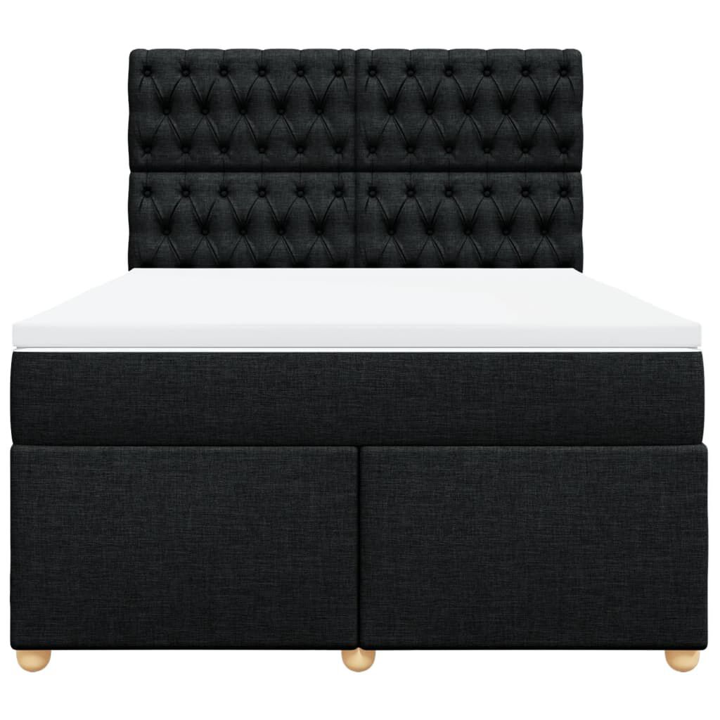 vidaXL Κρεβάτι Boxspring με Στρώμα Μαύρο 140x190 εκ. Υφασμάτινο