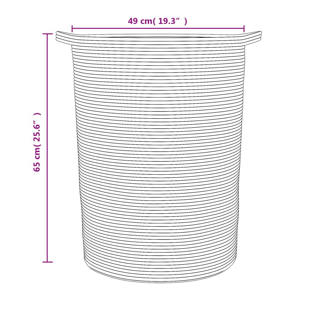 vidaXL Καλάθι Αποθήκευσης Γκρι και Λευκό Ø49x65 εκ. Βαμβακερό
