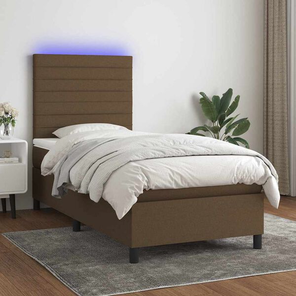 vidaXL &Kappa;&rho;&epsilon;&beta;ά&tau;&iota; Boxspring &mu;&epsilon; &Sigma;&tau;&rho;ώ&mu;&alpha; & LED &Sigma;&kappa;.&Kappa;&alpha;&phi;έ 90x200 &epsilon;&kappa;. &Upsilon;&phi;&alpha;&sigma;&mu;ά&tau;&iota;&nu;&omicron;