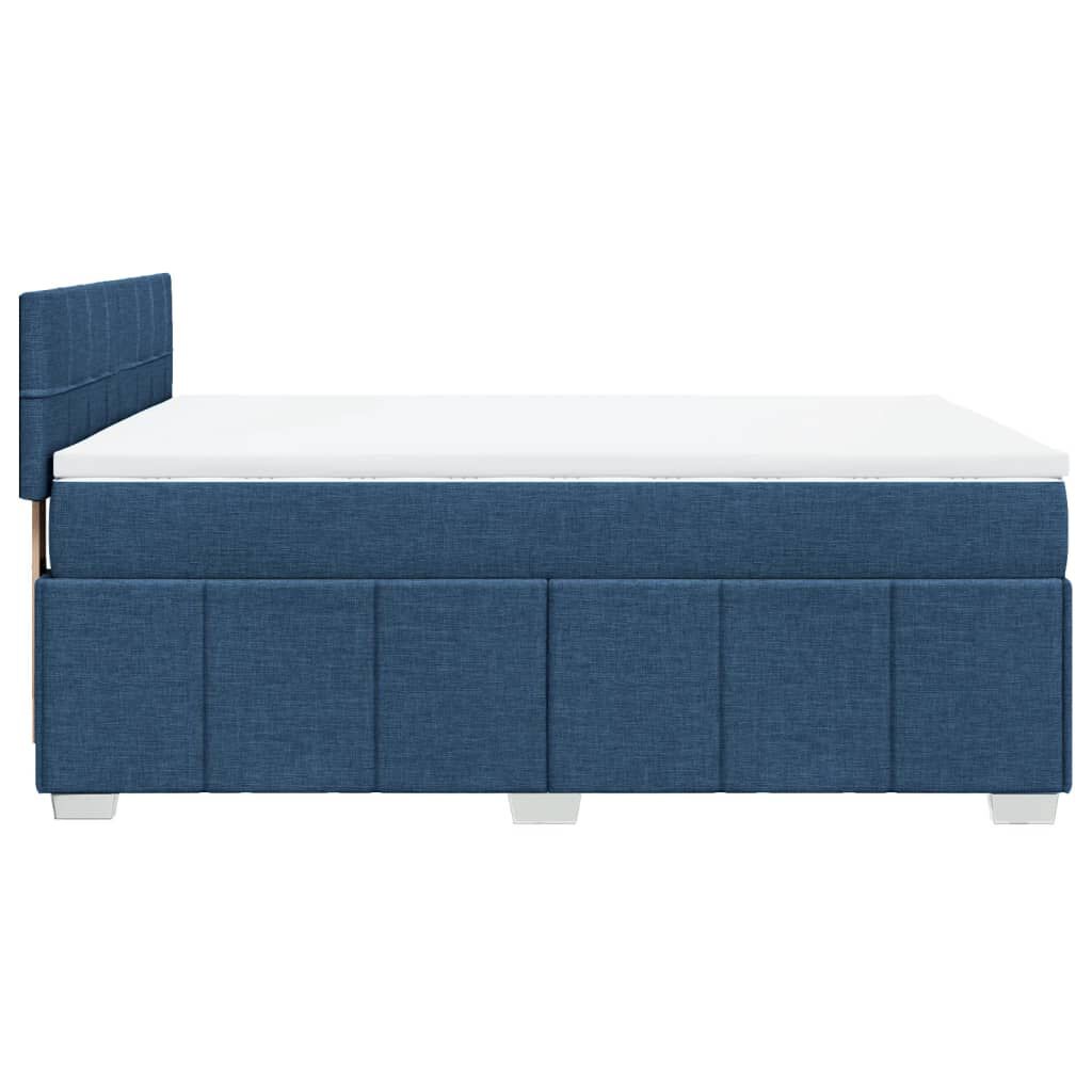 vidaXL Κρεβάτι Boxspring με Στρώμα Μπλε 140x200 εκ. Υφασμάτινο