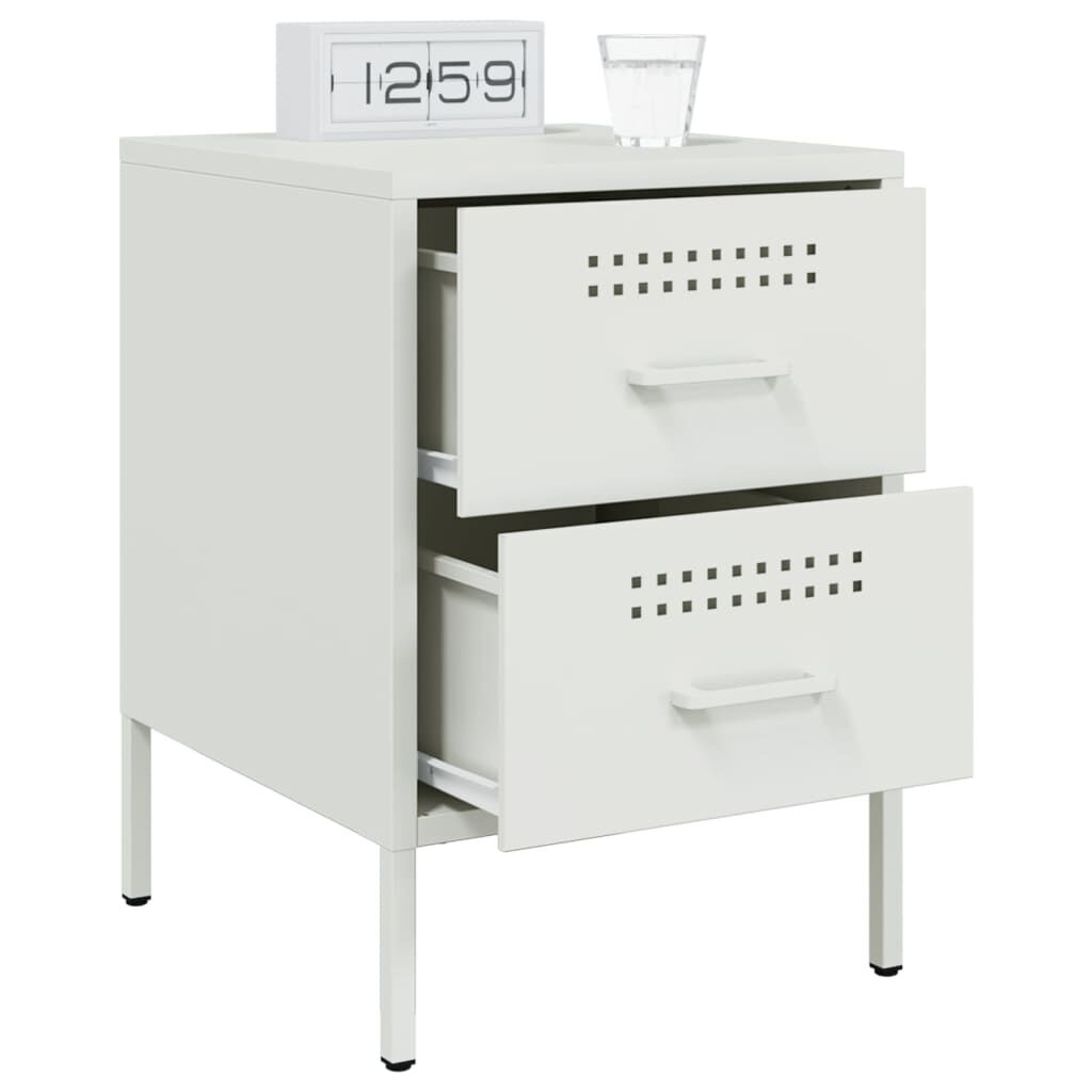 vidaXL Κομοδίνο Λευκό 36x39x50,5 εκ. από Χάλυβα