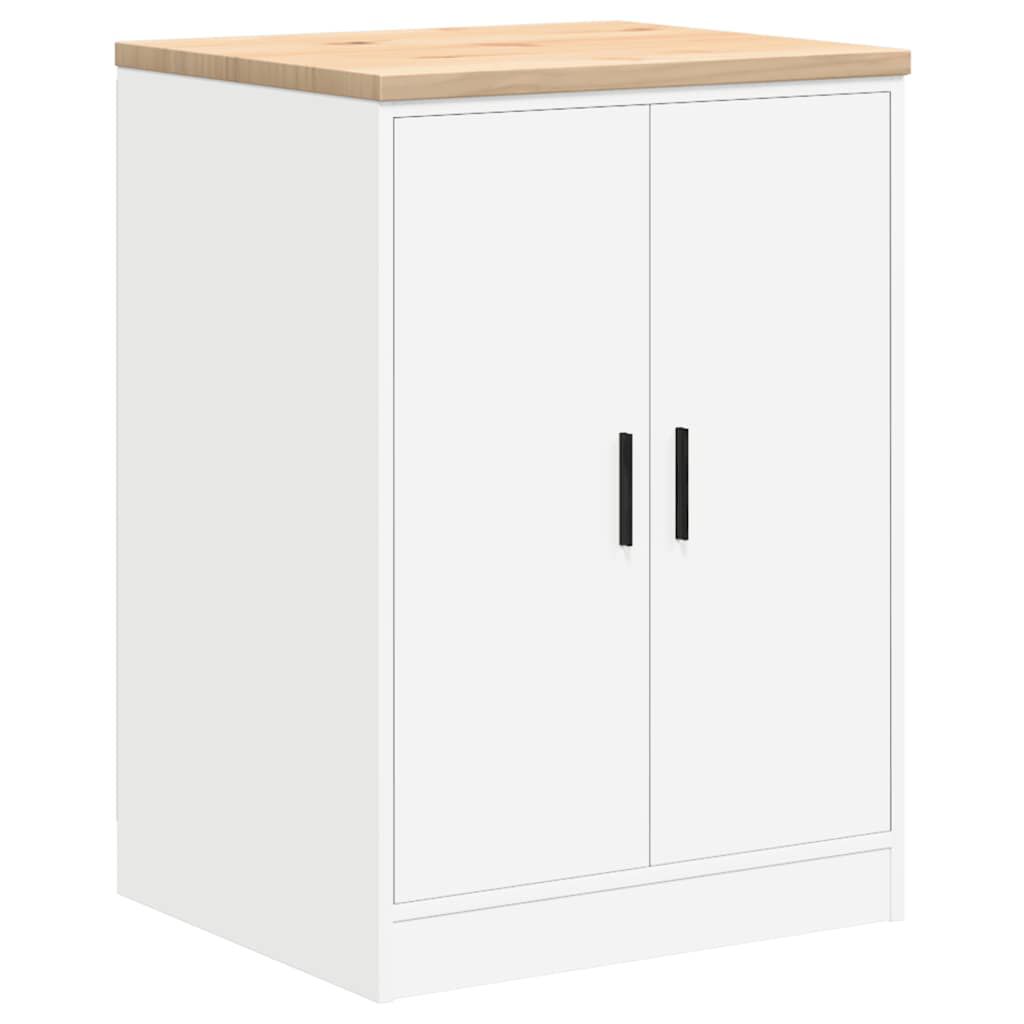 vidaXL ντουλάπι αποθήκευσης γκαράζ Λευκό 60x51x85 εκ μασίφ ξύλο πεύκο