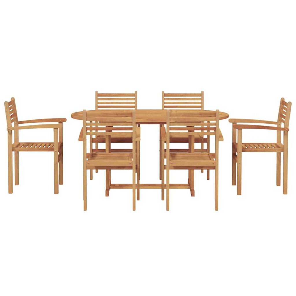 vidaXL Σέτ φαγητού για κήπο 7 pcs Καστανό Μασίφ ξύλο teak