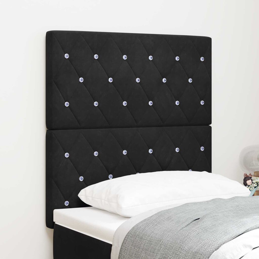 vidaXL LED Κεφαλάρι Μαύρο 80 εκ Βελούδο