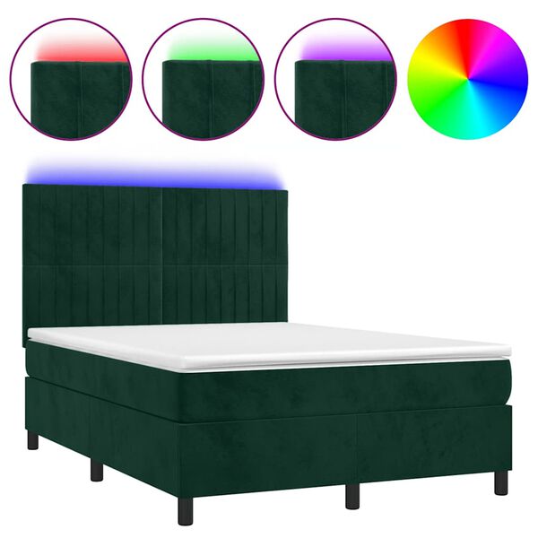 vidaXL &Kappa;&rho;&epsilon;&beta;ά&tau;&iota; Boxspring &mu;&epsilon; &Sigma;&tau;&rho;ώ&mu;&alpha; & LED &Sigma;&kappa;. &Pi;&rho;ά&sigma;&iota;&nu;&omicron; 140x190&epsilon;&kappa; &Beta;&epsilon;&lambda;&omicron;ύ&delta;&omicron;