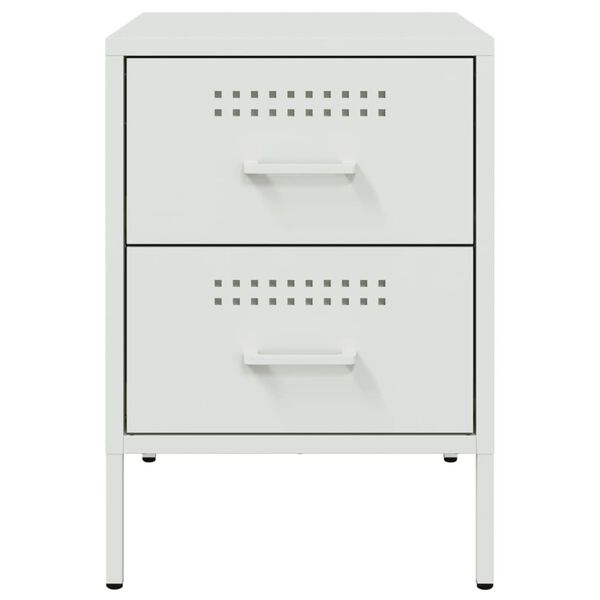 vidaXL Κομοδίνο Λευκό 36x39x50,5 εκ. από Χάλυβα