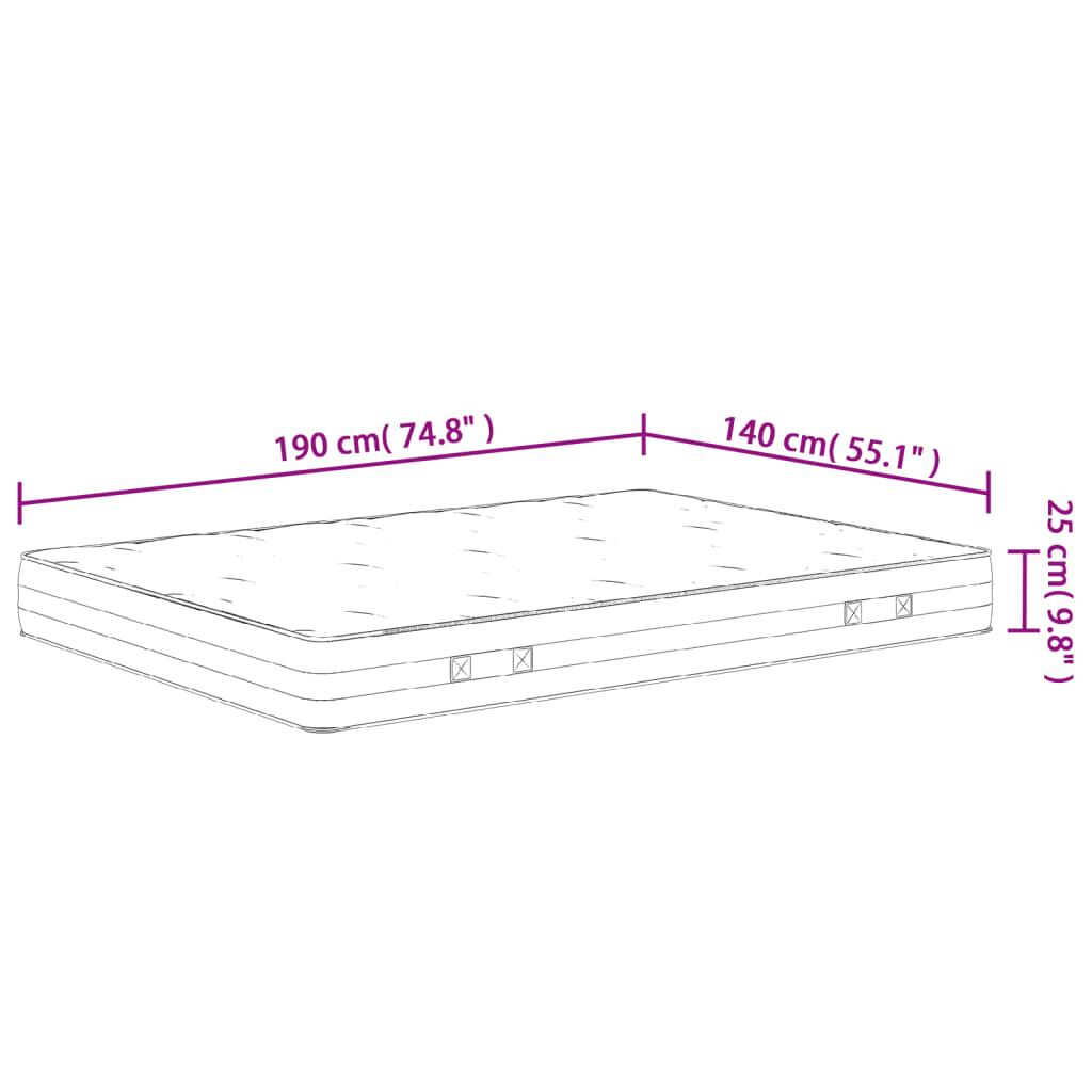 vidaXL Στρώμα με Pocket Springs Μεσαία Σκληρότητα 140x190 εκ.
