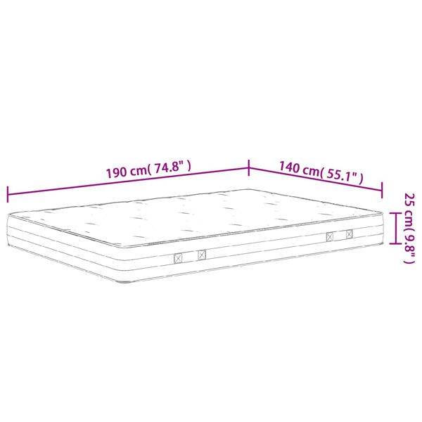 vidaXL Στρώμα με Pocket Springs Μεσαία Σκληρότητα 140x190 εκ.