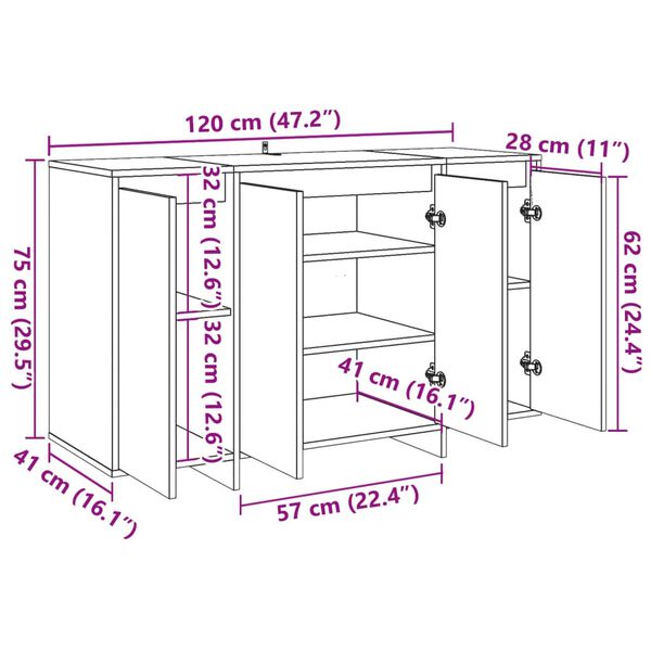 vidaXL Σκευοθήκη Παλιό ξύλο 120x41x75 cm Ξύλο μηχανής