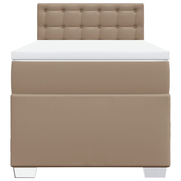 vidaXL Κρεβάτι Boxspring με Στρώμα Καπουτσίνο 100x200εκ.από Συνθ.Δέρμα