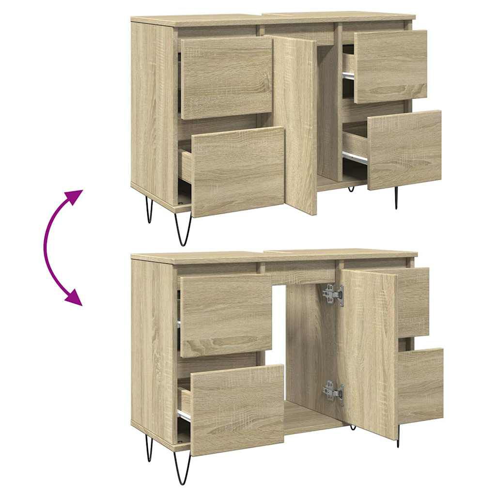 vidaXL Ντουλάπι Μπάνιου Sonoma Δρυς 80 x 33 x 60 εκ. από Επεξεργ. Ξύλο