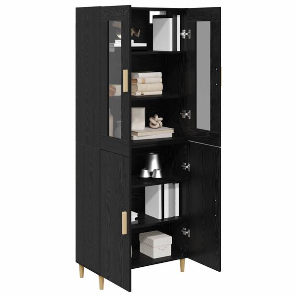 vidaXL Highboard &Mu;&alpha;ύ&rho;&eta; &Omicron;&xi;&upsilon;ά 69,5 x 34 x 180 &epsilon;&kappa;. &Sigma;ύ&nu;&theta;&epsilon;&tau;&omicron; &Xi;ύ&lambda;&omicron; &kappa;&alpha;&iota; &Gamma;&upsilon;&alpha;&lambda;ί