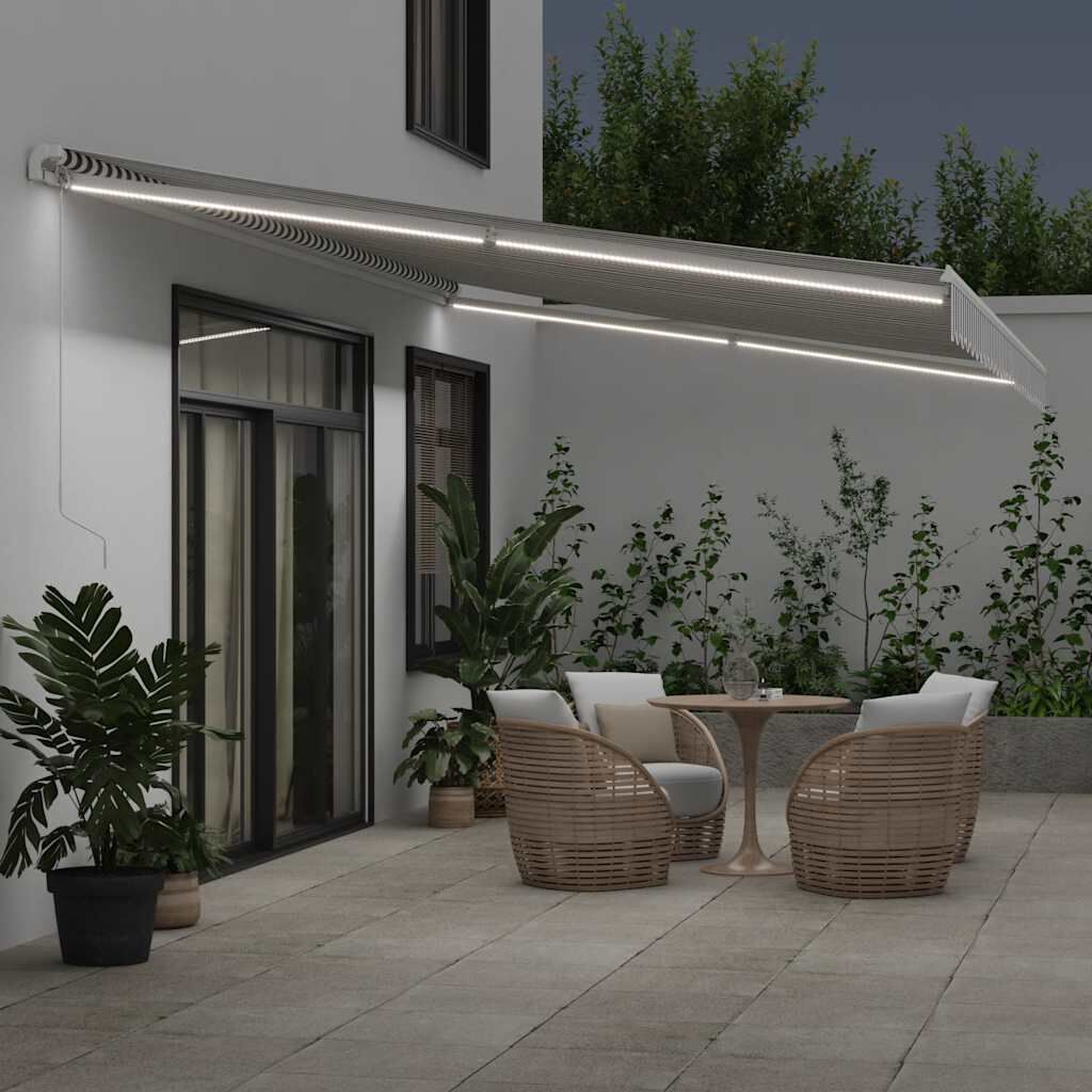 vidaXL Τέντα Πτυσσόμενη Χειροκίνητη με LED Ανθρακί / Λευκή 600x300 εκ.