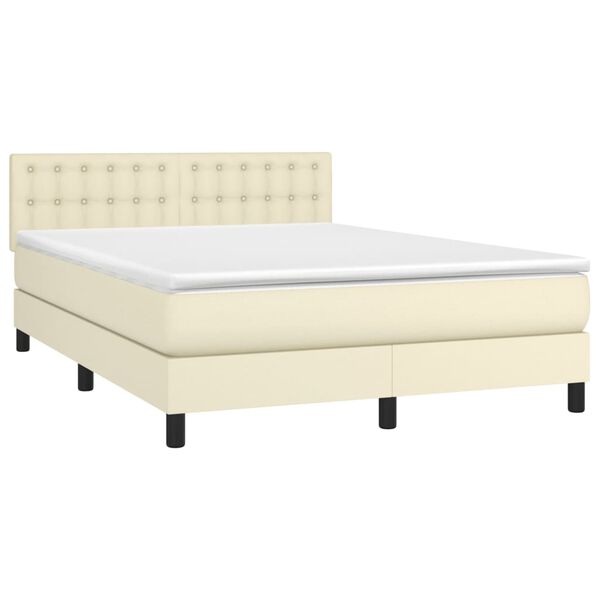 vidaXL &Kappa;&rho;&epsilon;&beta;ά&tau;&iota; Boxspring &mu;&epsilon; &Sigma;&tau;&rho;ώ&mu;&alpha; &Kappa;&rho;&epsilon;&mu; 140x190&epsilon;&kappa;. &alpha;&pi;ό &Sigma;&upsilon;&nu;&theta;&epsilon;&tau;&iota;&kappa;ό &Delta;έ&rho;&mu;&alpha;