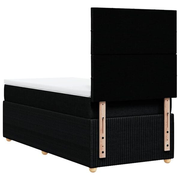 vidaXL Κρεβάτι Boxspring με Στρώμα Μαύρο 90x200 εκ. Υφασμάτινο