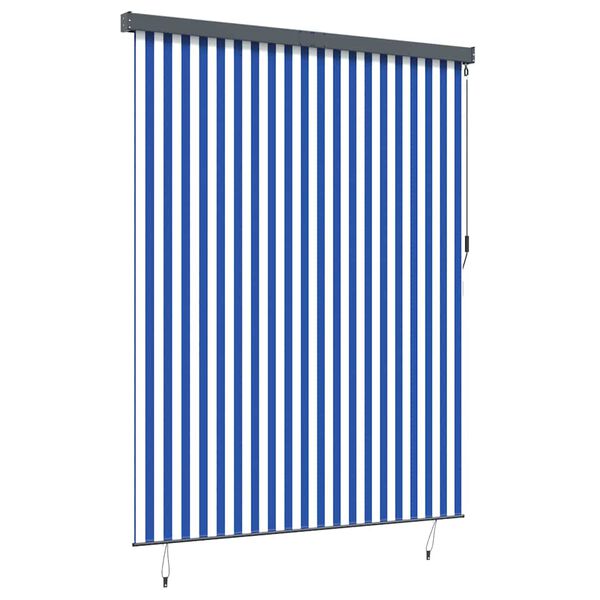 vidaXL Εξωτερικό ρολό Striped Μπλε και λευκό 220 x 250 cm ύφασμα