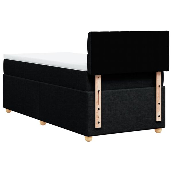 vidaXL Κρεβάτι Boxspring με Στρώμα Μαύρο Single Υφασμάτινα