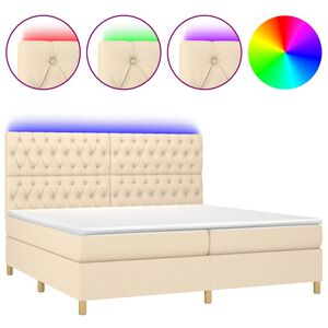 vidaXL &Kappa;&rho;&epsilon;&beta;ά&tau;&iota; Boxspring &mu;&epsilon; &Sigma;&tau;&rho;ώ&mu;&alpha; & LED &Kappa;&rho;&epsilon;&mu; 200x200 &epsilon;&kappa;. &Upsilon;&phi;&alpha;&sigma;&mu;ά&tau;&iota;&nu;&omicron;