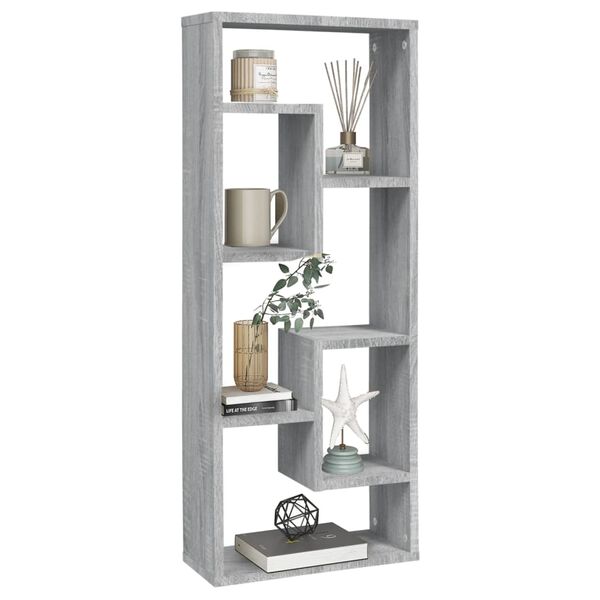 vidaXL Ραφιέρα Τοίχου Γκρι Sonoma 36x16x90εκ. Επεξεργασμένο Ξύλο