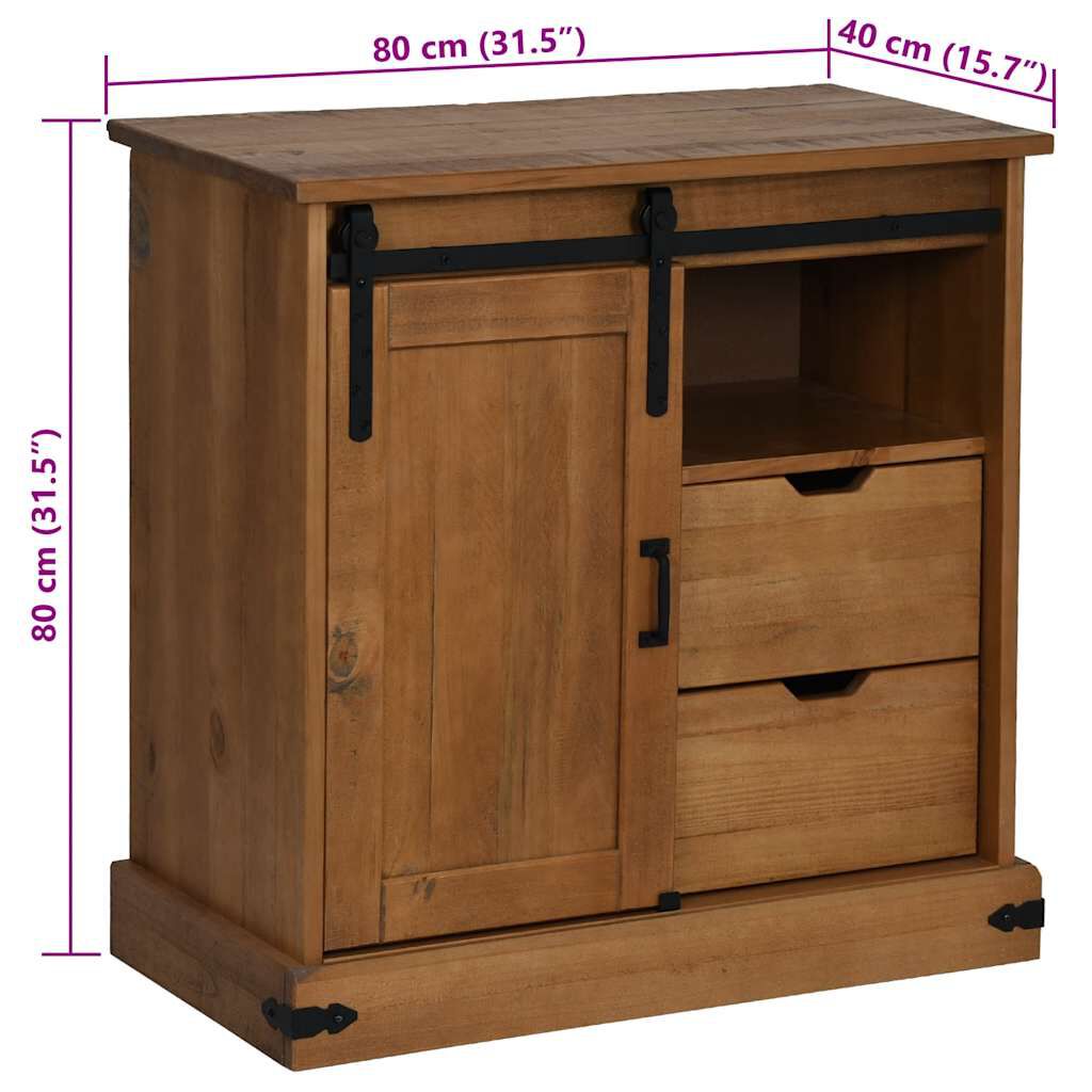 vidaXL Sideboard HALDEN με συρόμενη πόρτα 80x40x80 cm μασίφ ξύλο