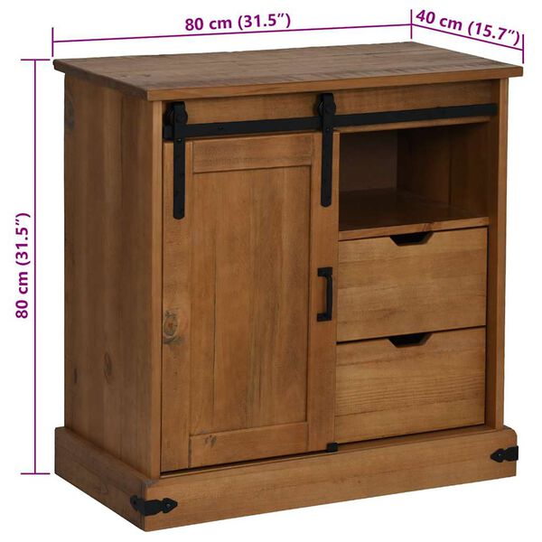 vidaXL Sideboard HALDEN με συρόμενη πόρτα 80x40x80 cm μασίφ ξύλο