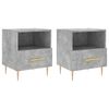 vidaXL Κομοδίνα 2 τεμ. Γκρι Σκυροδεμ. 40 x 35 x 47,5 εκ. Επεξεργ. Ξύλο
