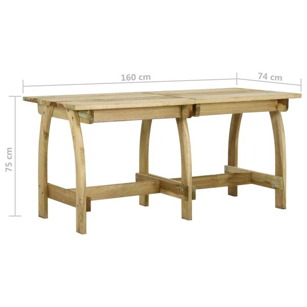 vidaXL Τραπέζι Κήπου 160 x 74 x 75 εκ. από Εμποτισμένο Ξύλο Πεύκου