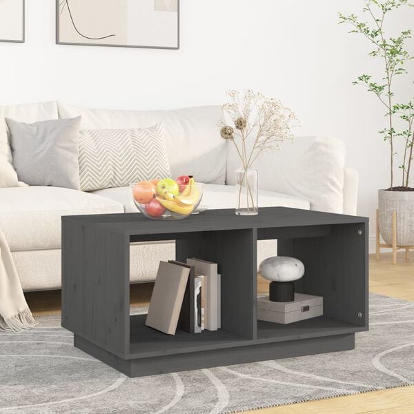 vidaXL Τραπεζάκι Σαλονιού Γκρι 80 x 50 x 40 εκ. από Μασίφ Ξύλο Πεύκου