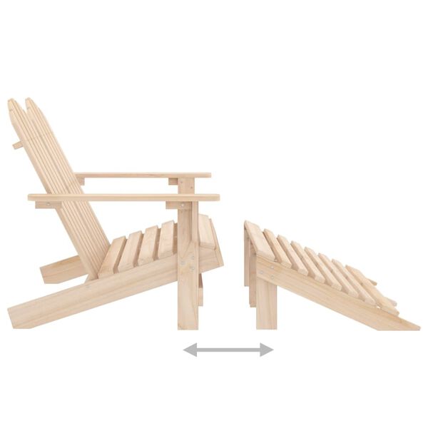 vidaXL Καρέκλα Κήπου Adirondack Διθέσια από Ξύλο Ελάτης & Υποπόδιο