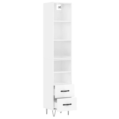 vidaXL Ντουλάπι Γυαλ. Λευκό 34,5 x 34 x 180 εκ. από Επεξεργασμένο Ξύλο
