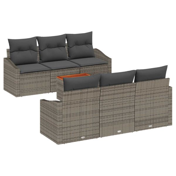 vidaXL Σετ Σαλονιού Κήπου 7 pcs Γκρι 55 x 55 x 37 εκ Ρατάν