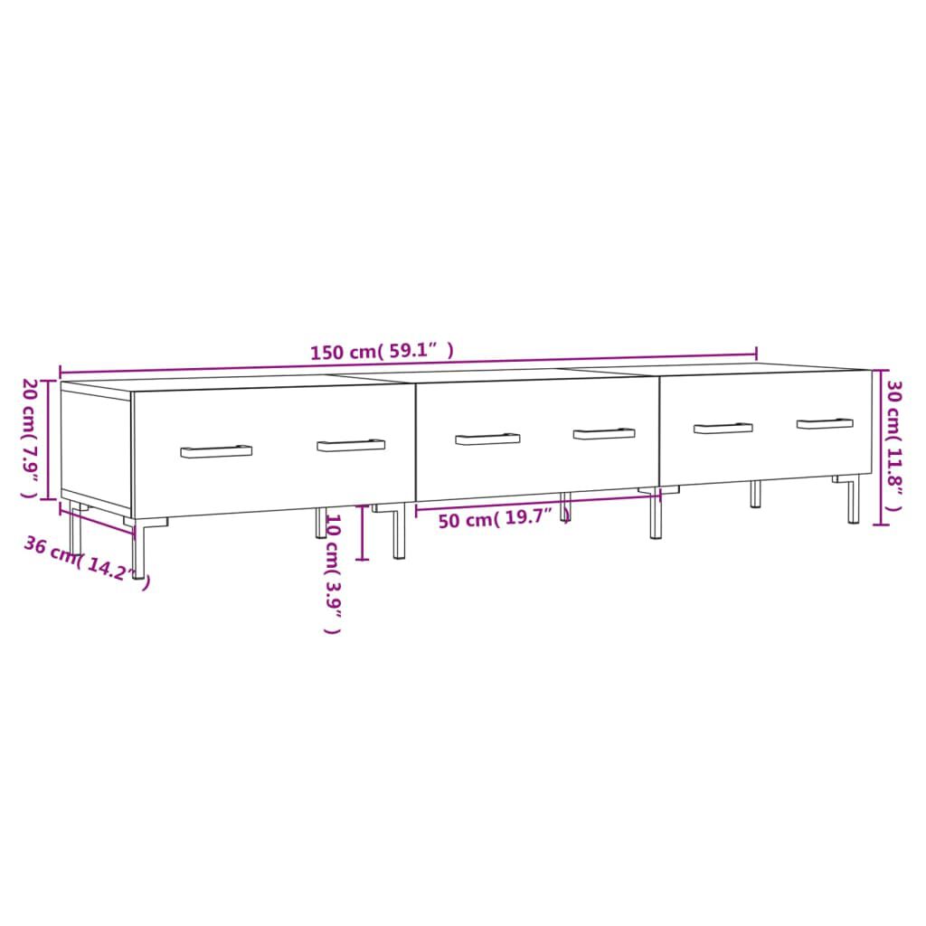 vidaXL Έπιπλο Τηλεόρασης Μαύρο 150x36x30 εκ. από Επεξεργασμένο Ξύλο