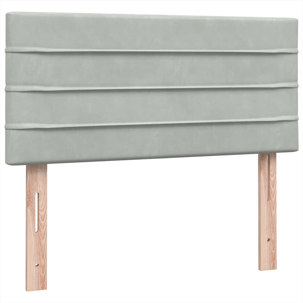 vidaXL Κρεβάτι Boxspring με Στρώμα Ανοιχτό Γκρι 80x210 εκ. Βελούδινο