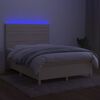 vidaXL &Kappa;&rho;&epsilon;&beta;ά&tau;&iota; Boxspring &mu;&epsilon; &Sigma;&tau;&rho;ώ&mu;&alpha; & LED &Kappa;&rho;&epsilon;&mu; 140x190 &epsilon;&kappa;. &Upsilon;&phi;&alpha;&sigma;&mu;ά&tau;&iota;&nu;&omicron;