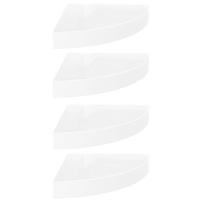 vidaXL Ράφια Τοίχου Γωνιακά 4 Τεμ. Γυαλιστερό Λευκό 25x25x3,8εκ. MDF