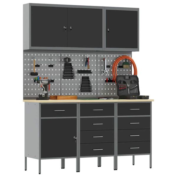 vidaXL &Pi;ά&gamma;&kappa;&omicron;&sigmaf; &epsilon;&rho;&gamma;&alpha;&sigma;ί&alpha;&sigmaf; &mu;&epsilon; &sigma;&upsilon;&rho;&tau;ά&rho;&iota; 8 pcs &Mu;&alpha;ύ&rho;&omicron; 150 x 55 x 200 &epsilon;&kappa; &Alpha;&tau;&sigma;ά&lambda;&iota;