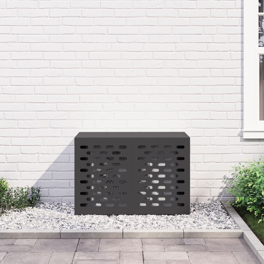 vidaXL Κάλυμμα Κλιματιστικού Μαύρο 90x40x60 εκ από Χάλυβα