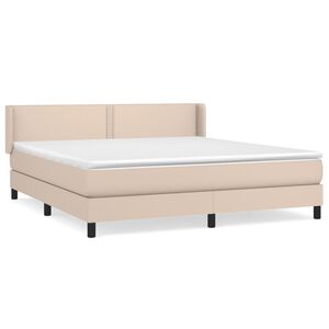 vidaXL Κρεβάτι Boxspring με Στρώμα Καπουτσίνο 180x200 εκ. Συνθ. Δέρμα