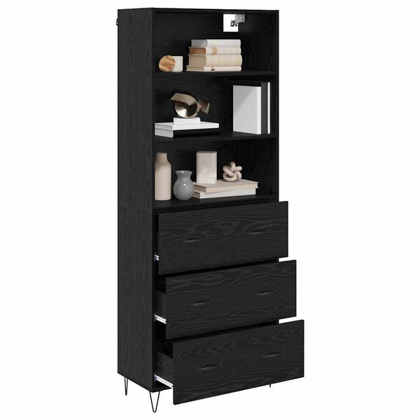 vidaXL Highboard &mu;&epsilon; &sigma;&upsilon;&rho;&tau;ά&rho;&iota; 2 pcs &Mu;&alpha;ύ&rho;&eta; &Omicron;&xi;&upsilon;ά &Epsilon;&pi;&epsilon;&xi;&epsilon;&rho;&gamma;&alpha;&sigma;&mu;έ&nu;&omicron; &xi;ύ&lambda;&omicron;