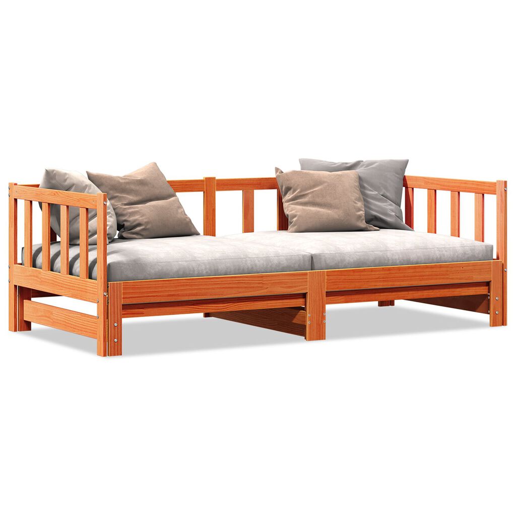 vidaXL Κρεβάτι ημέρας με Pull-out χωρίς στρώμα Καφέ 2x(90x190) εκ