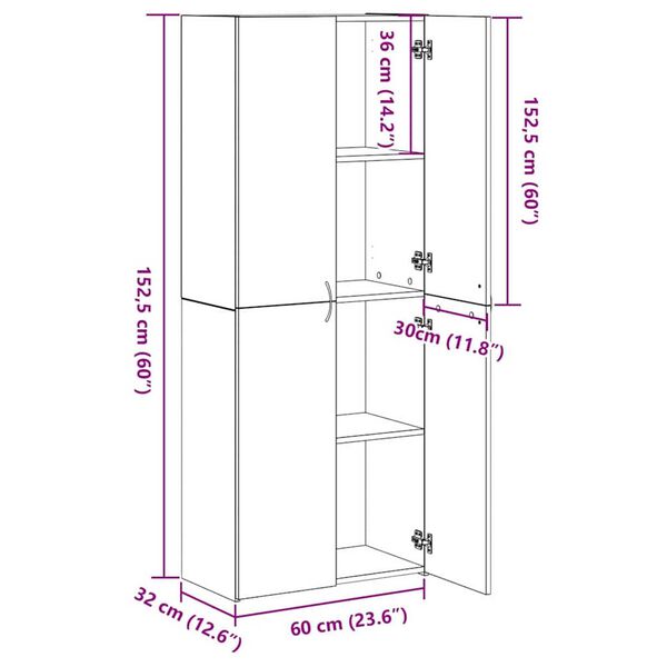 vidaXL Γραφείο Ντουλάπι με ράφι 2 pcs Μαύρη δρυς 60 x 32 x 153