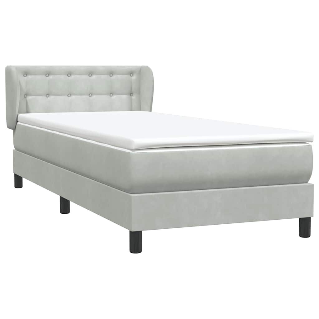 vidaXL Κρεβάτι Boxspring με Στρώμα Ανοιχτό Γκρι 80x210 εκ. Βελούδινο