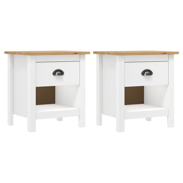 vidaXL Κομοδίνα Hill 2 Τεμ. 46 x 35 x 49,5 εκ. από Μασίφ Ξύλο Πεύκου