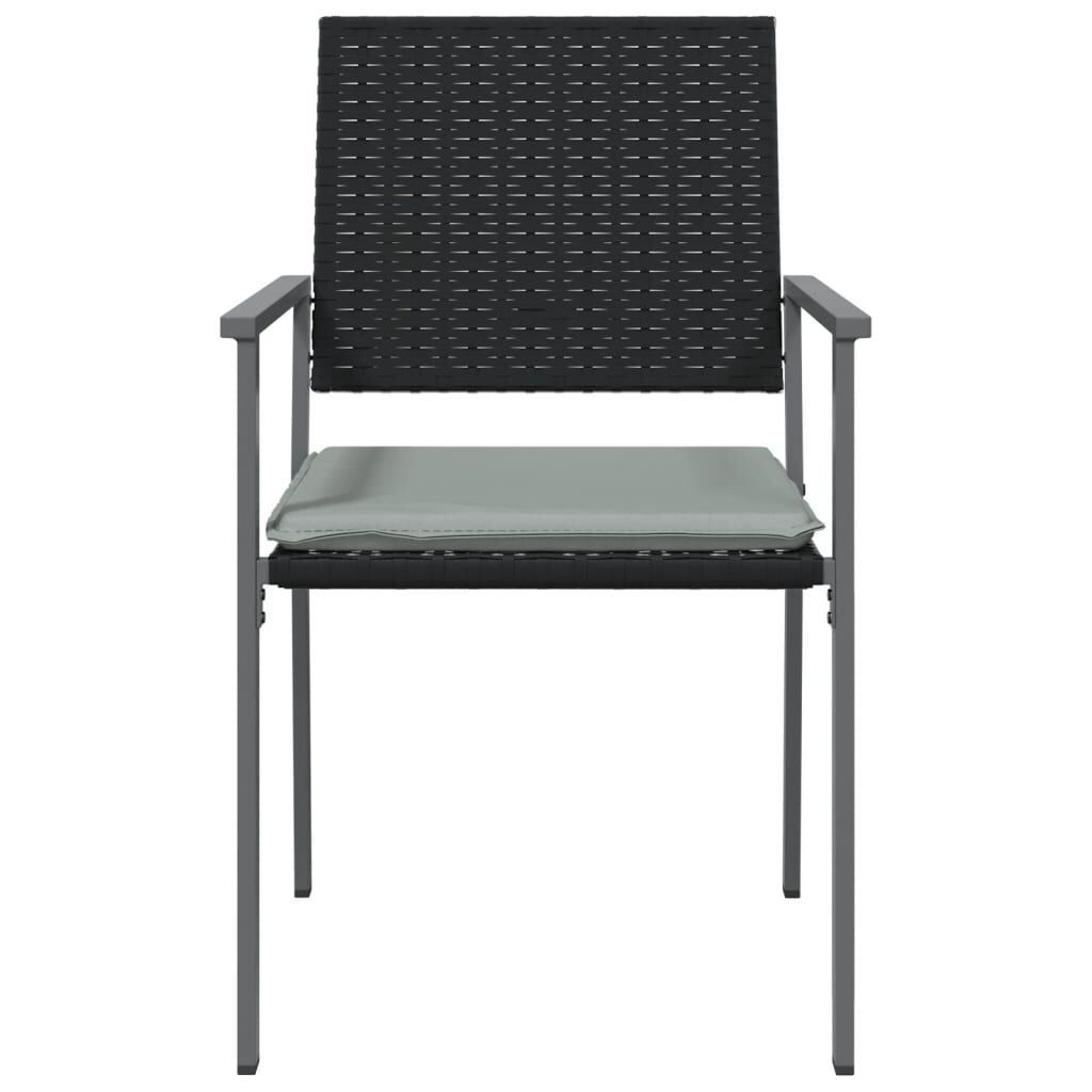 vidaXL Καρέκλες Κήπου 4 τεμ. Μαύρο 54x62,5x89 εκ Συνθ. Ρατάν&Μαξιλάρια