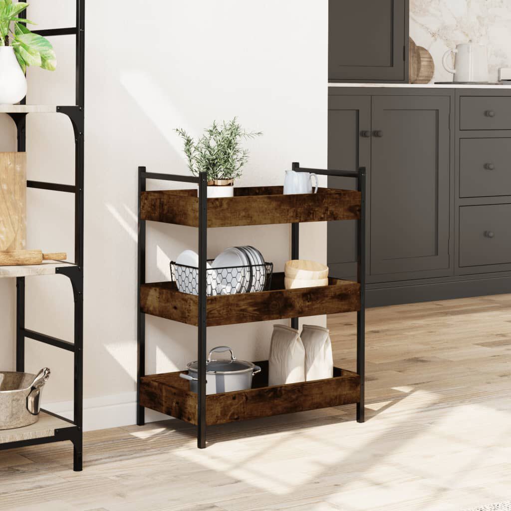vidaXL Τρόλεϊ Κουζίνας Καπνιστή Δρυς 50x30x70 εκ. Επεξεργασμένο Ξύλο